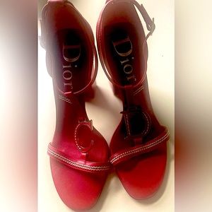 Dior high heel Red Logo Sandals sz 36 1/2